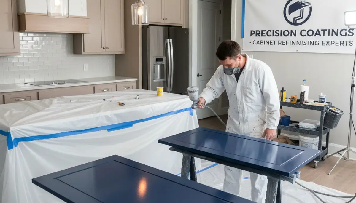 Professional cabinet painting in Wellesley MA kitchen by expert house painters for modern update
