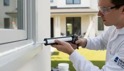 Professional caulking and sealing on Wellesley, MA home exterior by expert house painters