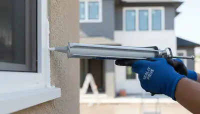 Professional caulking and sealing on Wellesley MA home exterior for weatherproof protection