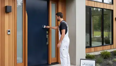 Professional entry door painting and refinishing by house painters in Wellesley, MA