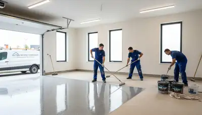 Epoxy garage floor coating in Wellesley MA by professional painters for durable, moisture-resistant finish