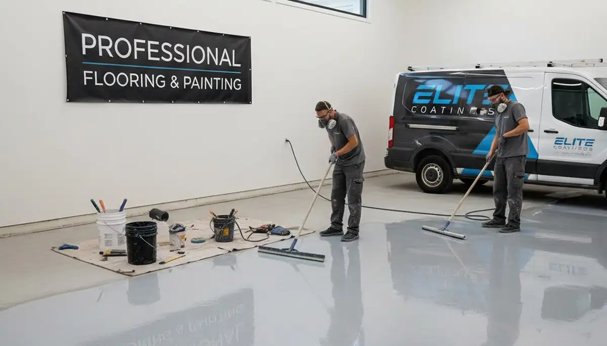 Professional epoxy garage floor coating in Wellesley MA by local house painting specialists