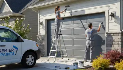 Professional garage door painting in Wellesley MA enhancing home curb appeal and weather protection