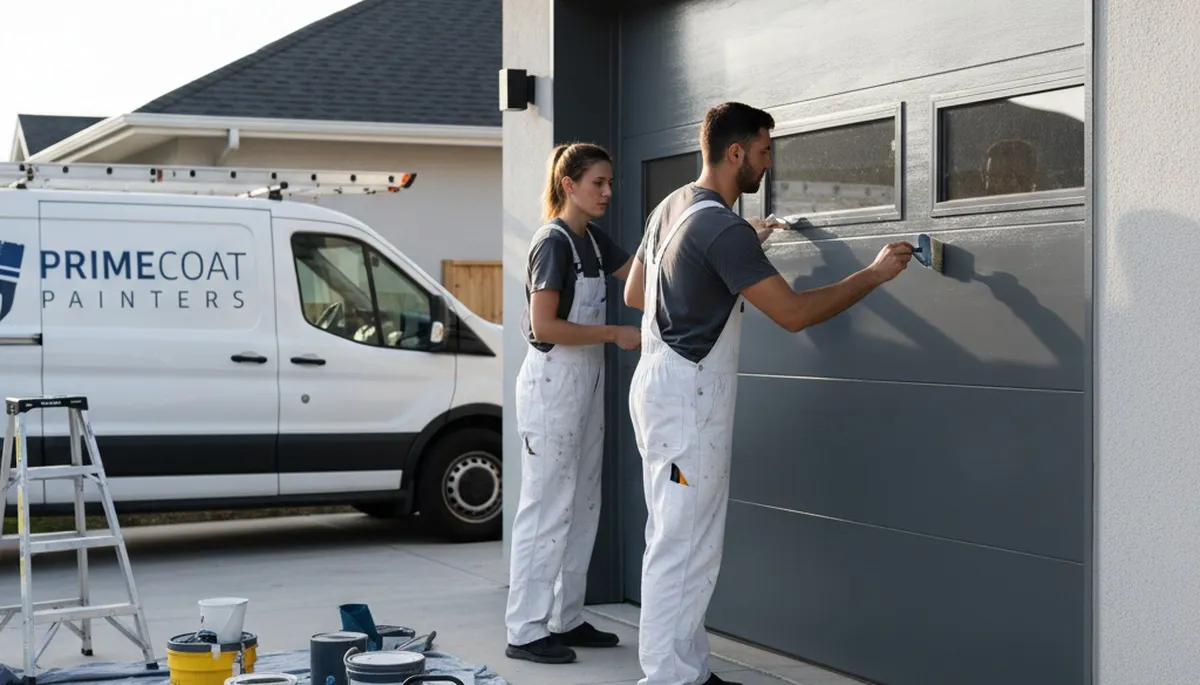 Professional garage door painting in Wellesley, MA enhancing curb appeal and weather durability