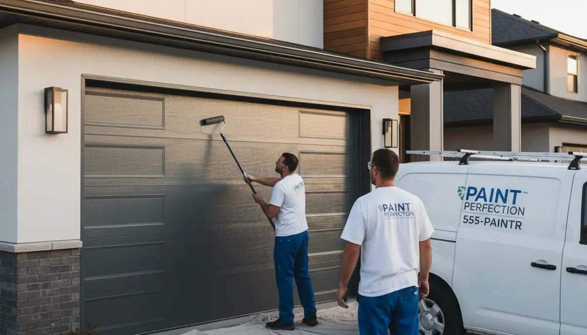 Professional garage door painting in Wellesley, MA enhancing curb appeal and home exterior durability