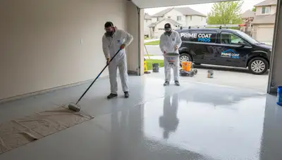Epoxy garage floor coating by professional painters in Wellesley, MA for durable concrete protection