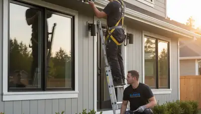 Professional gutter painting on historic home exterior in Wellesley, MA by expert house painters