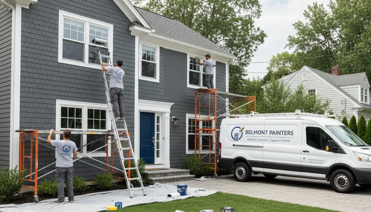 Professional house painters in Wellesley MA enhancing home exterior with fresh paint finish