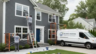 Professional house painters in Wellesley MA enhancing home exterior with fresh paint finish