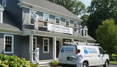 Professional house painters in Wellesley MA preparing home exterior for fresh paint finish