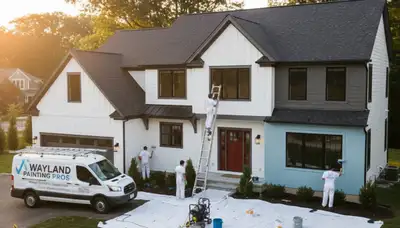 Professional house painters improving home exterior in Wellesley MA