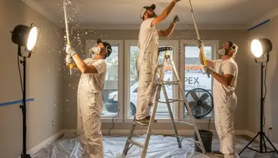 Professional popcorn ceiling removal in Wellesley MA home by expert house painters