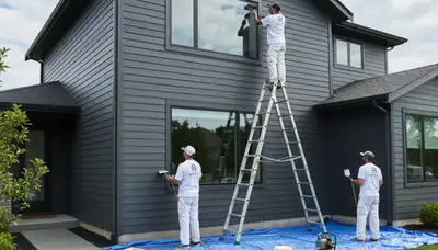 Professional siding painting on a Wellesley, MA home by expert local house painters