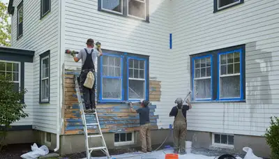 Professional exterior surface preparation by house painters in Wellesley, MA for long-lasting paint results