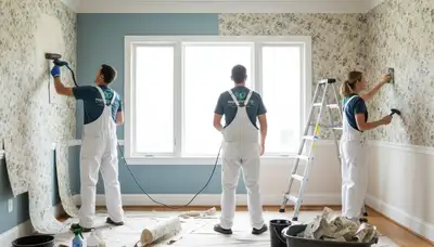 Professional wallpaper removal and wall prep by house painters in Wellesley, MA